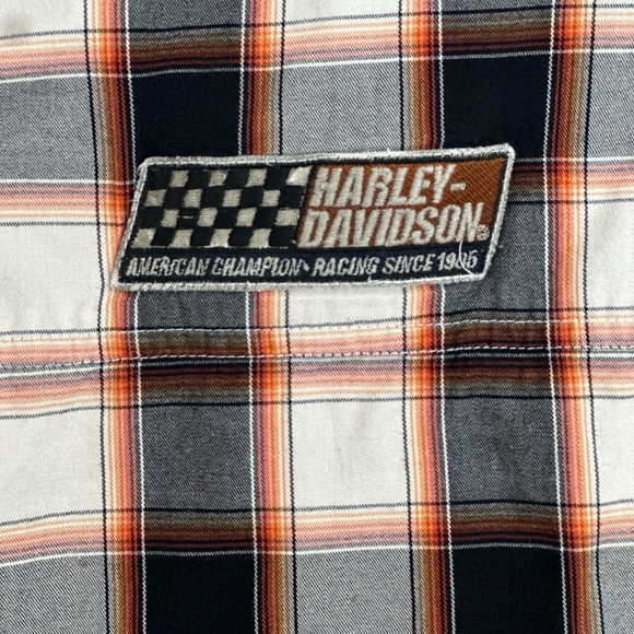 Harley Davidson Men's HD Plaid Sleeveless Shirt Size Medium Pre-Owned - Picture 4 of 9